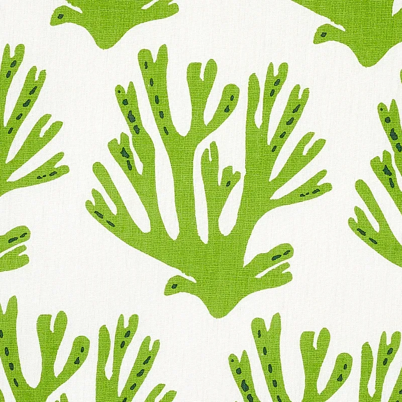 Coral Fabric – GREEN | Schumacher | Wallpaper Twins Coral fabric GREEN color by Schumacher