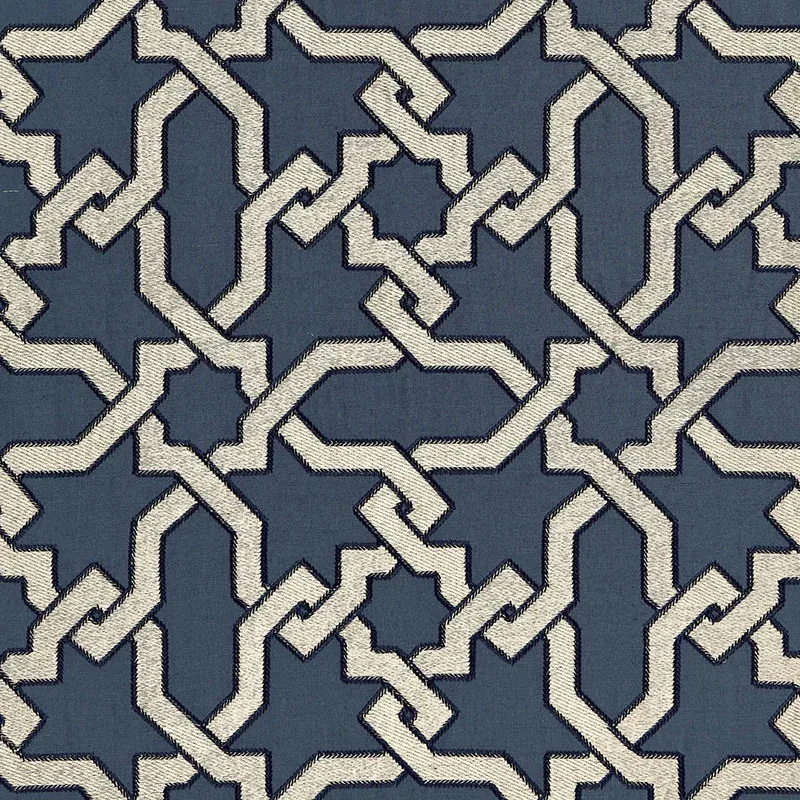 CORDOBA EMBROIDERY fabric INDIGO color by Schumacher