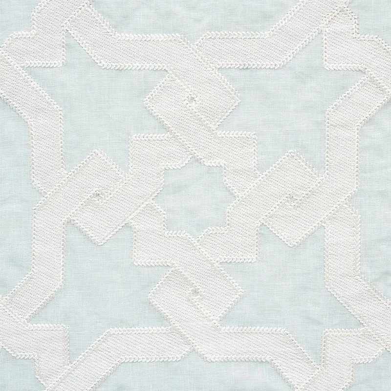 CORDOBA EMBROIDERY Fabric – MIST | Schumacher | Wallpaper Tw CORDOBA EMBROIDERY fabric MIST color by Schumacher
