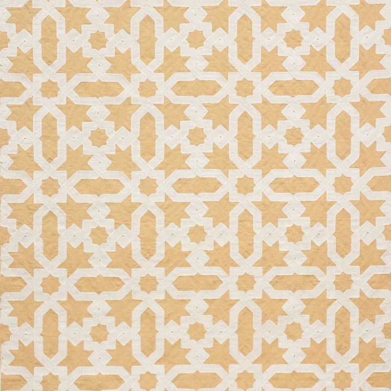 CORDOBA EMBROIDERY Fabric – OCHRE | Schumacher | Wallpaper T CORDOBA EMBROIDERY fabric OCHRE color by Schumacher