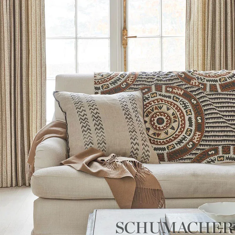CORFU fabric BLACK NEUTRAL color by Schumacher