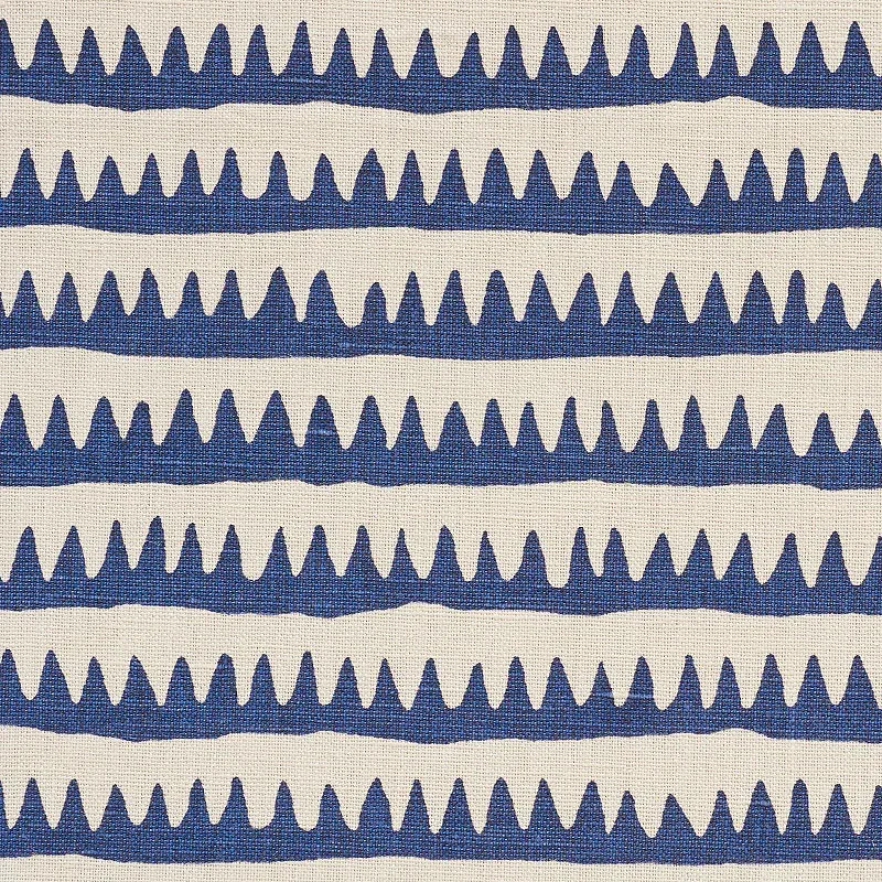 CORFU HAND PRINTED STRIPE fabric NAVY color by Schumacher