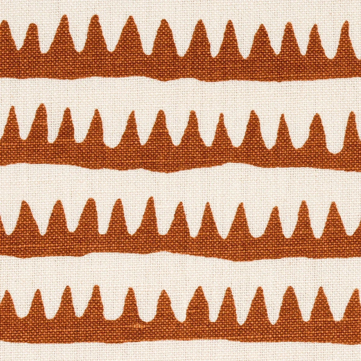 CORFU HAND PRINTED STRIPE fabric RUST color by Schumacher