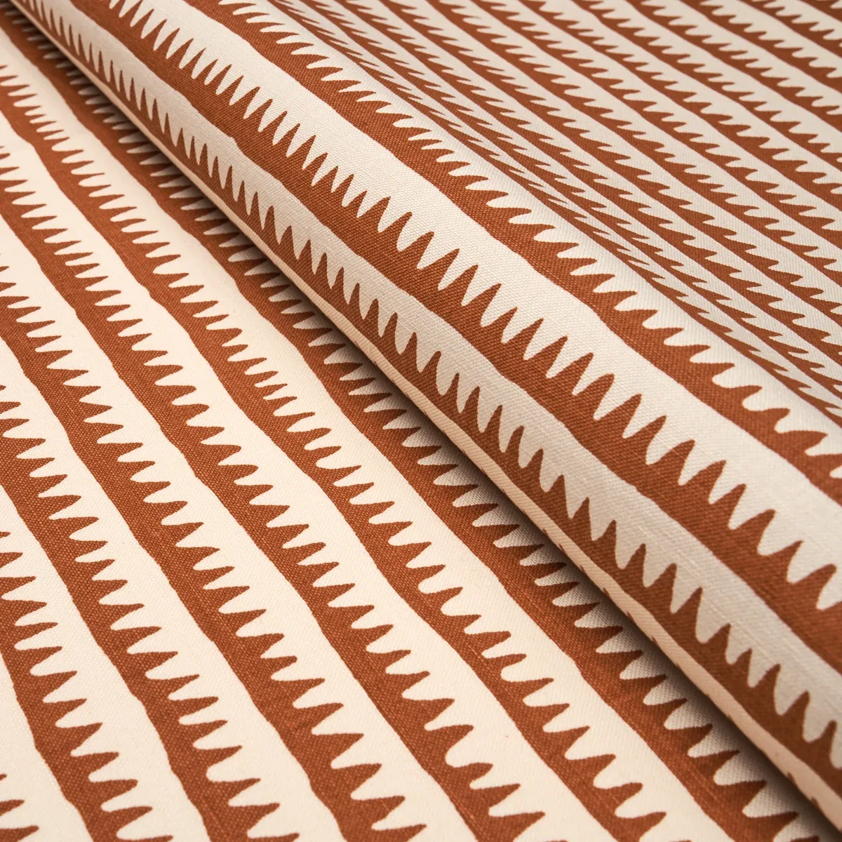 CORFU HAND PRINTED STRIPE fabric RUST color by Schumacher