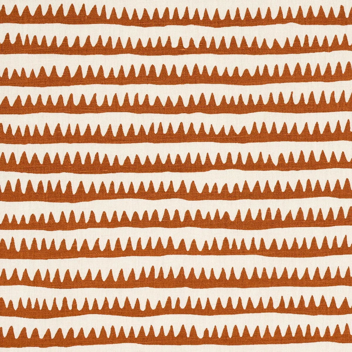CORFU HAND PRINTED STRIPE fabric RUST color by Schumacher