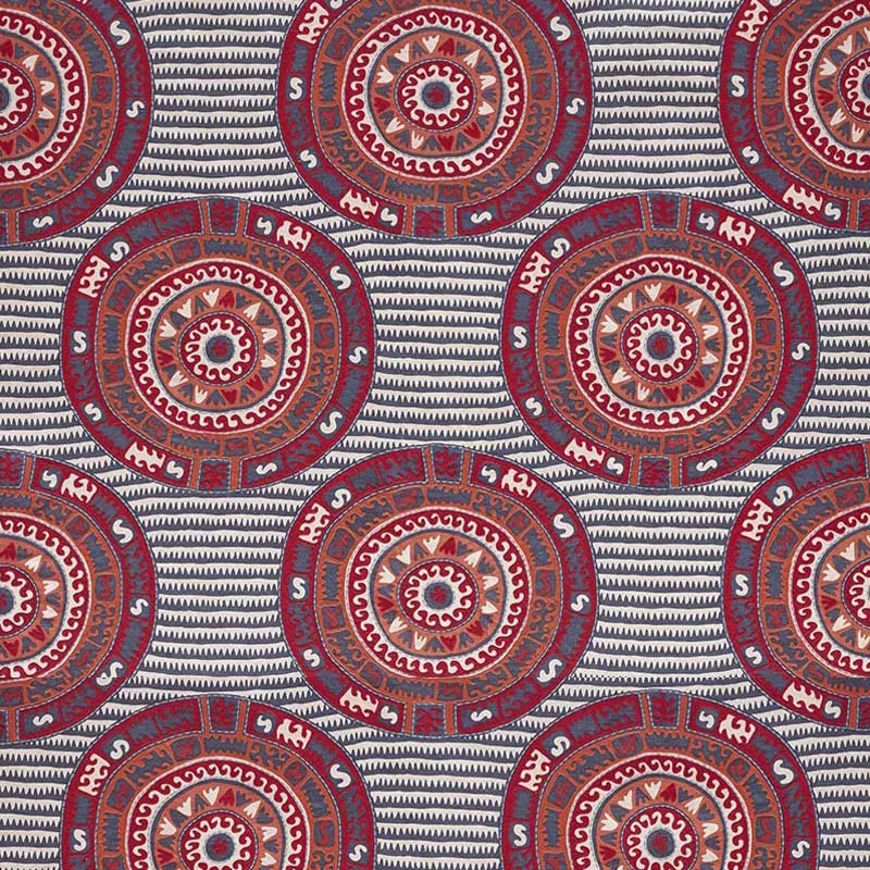 CORFU Fabric – NAVY MULTI | Schumacher | Wallpaper Twins CORFU fabric NAVY MULTI color by Schumacher