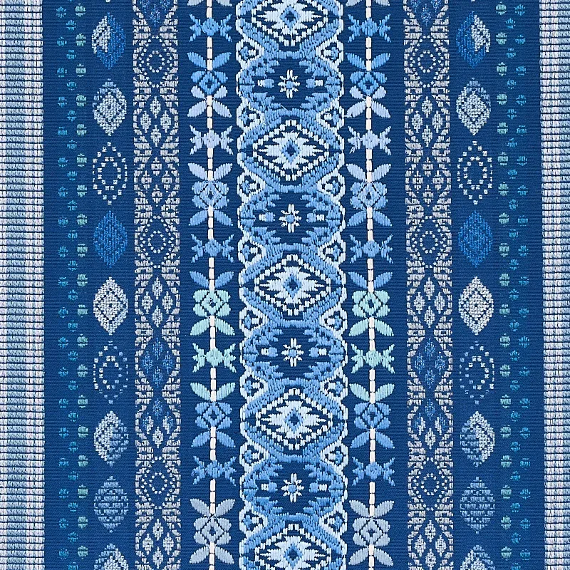 COSIMA EMBROIDERY Fabric – BLUE MULTI | Schumacher | Wallpap COSIMA EMBROIDERY fabric BLUE MULTI color by Schumacher