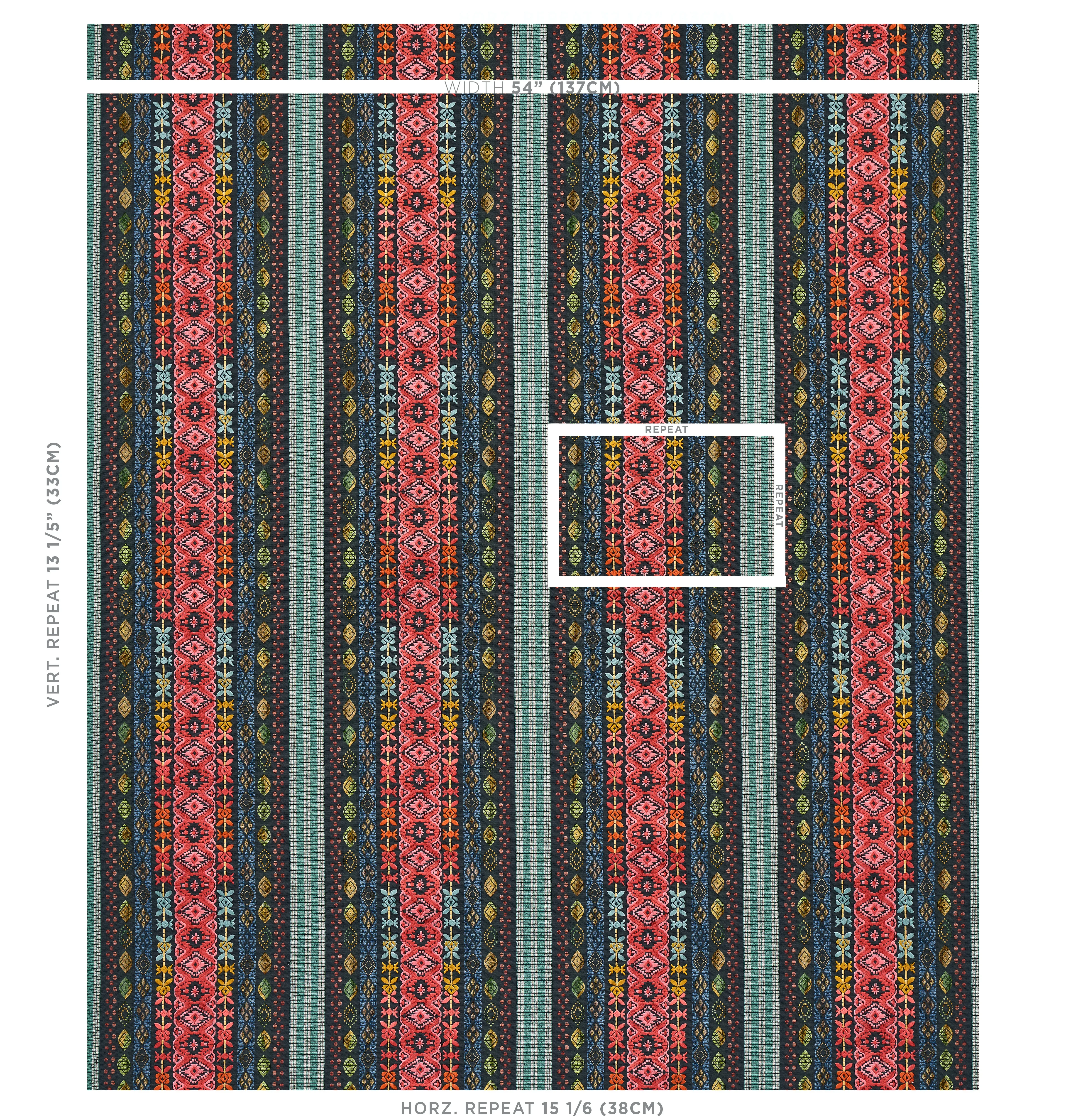 COSIMA EMBROIDERY fabric CARBON MULTI color by Schumacher