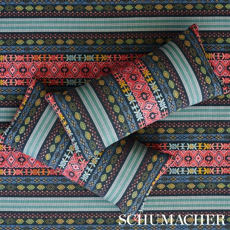 COSIMA EMBROIDERY fabric CARBON MULTI color by Schumacher