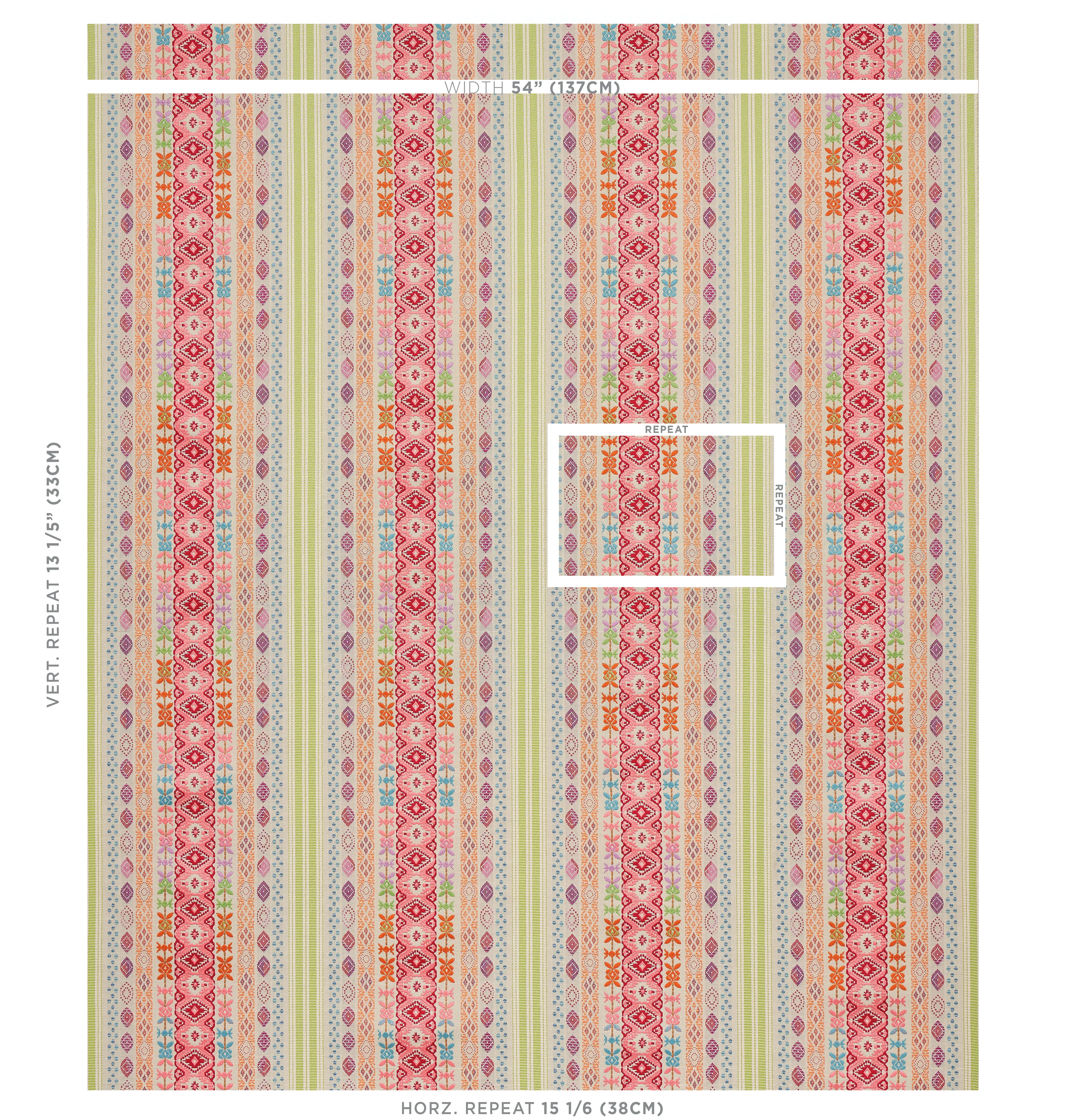 COSIMA EMBROIDERY fabric PINK MULTI color by Schumacher