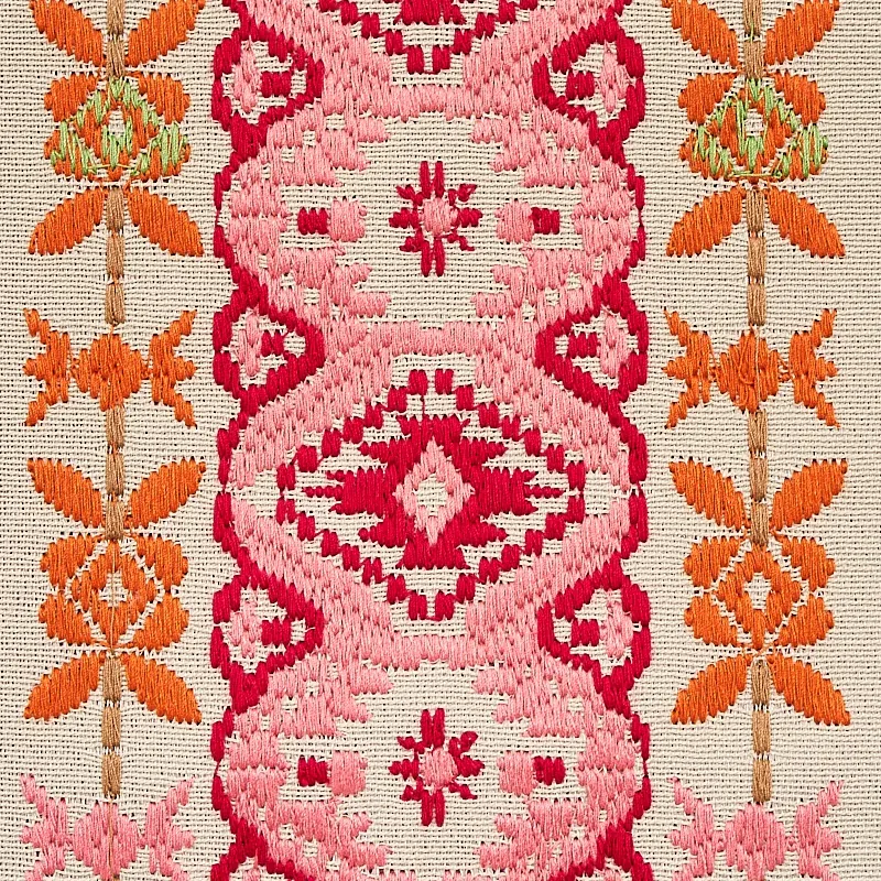 COSIMA EMBROIDERY fabric PINK MULTI color by Schumacher