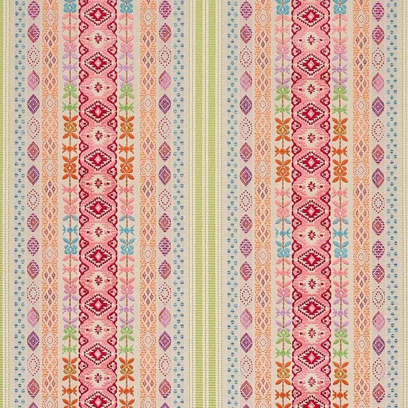 COSIMA EMBROIDERY fabric PINK MULTI color by Schumacher
