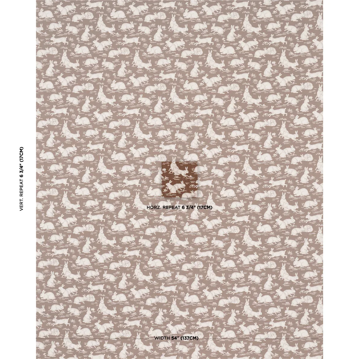 COTTONTAILS Fabric – CHESTNUT | Schumacher | Wallpaper Twins COTTONTAILS fabric CHESTNUT color by Schumacher