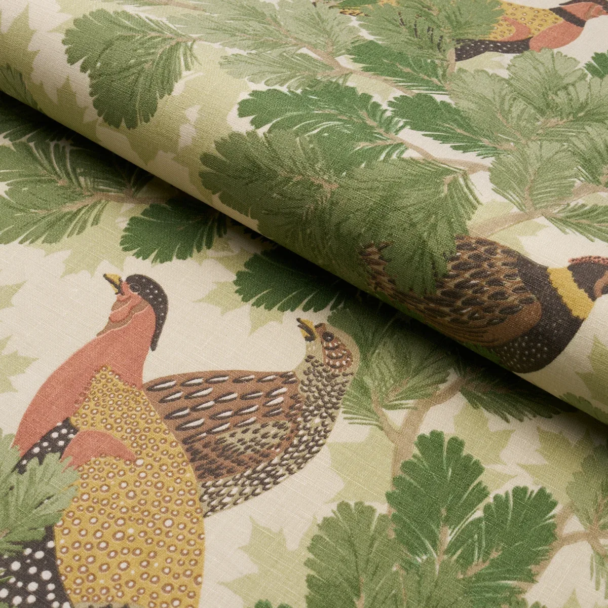 COVEY HEDGE Fabric – PINE | Schumacher | Wallpaper Twins COVEY HEDGE fabric PINE color by Schumacher
