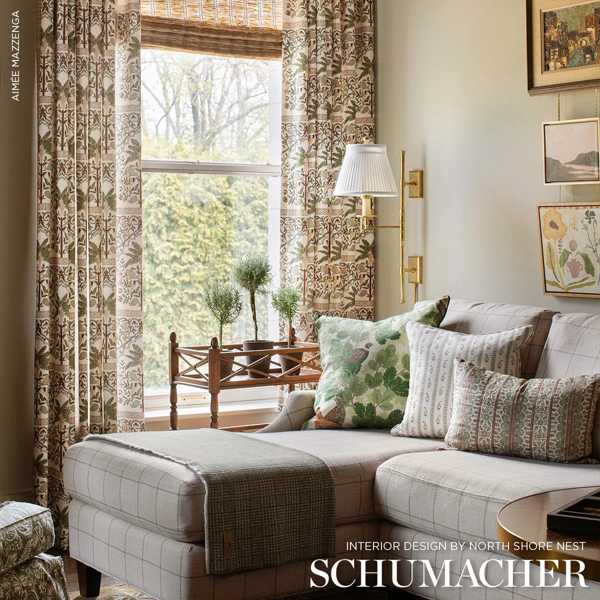 COVEY HEDGE Fabric – PINE | Schumacher | Wallpaper Twins COVEY HEDGE fabric PINE color by Schumacher