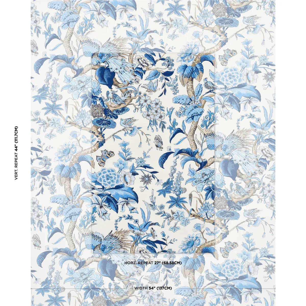 CRANLEY GARDEN Fabric – BLUE | Schumacher | Wallpaper Twins CRANLEY GARDEN fabric BLUE color by Schumacher