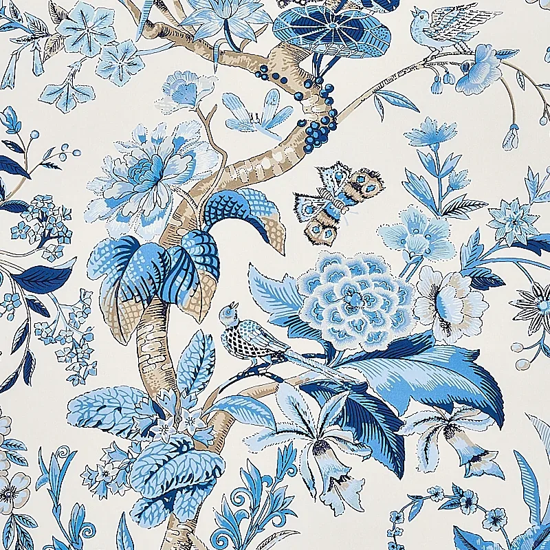 CRANLEY GARDEN Fabric – BLUE | Schumacher | Wallpaper Twins CRANLEY GARDEN fabric BLUE color by Schumacher