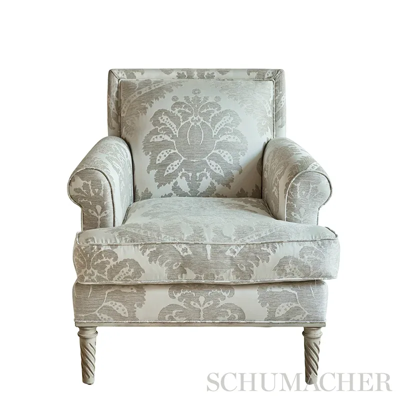 CRAWFORD DAMASK fabric PLATINUM color by Schumacher