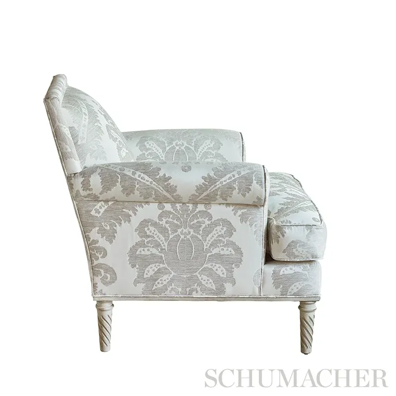 CRAWFORD DAMASK fabric PLATINUM color by Schumacher