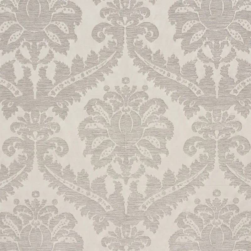 CRAWFORD DAMASK fabric PLATINUM color by Schumacher