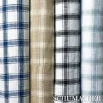 CRAWFORD LINEN CHECK Fabric – INDIGO | Schumacher | Wallpape CRAWFORD LINEN CHECK fabric INDIGO color by Schumacher