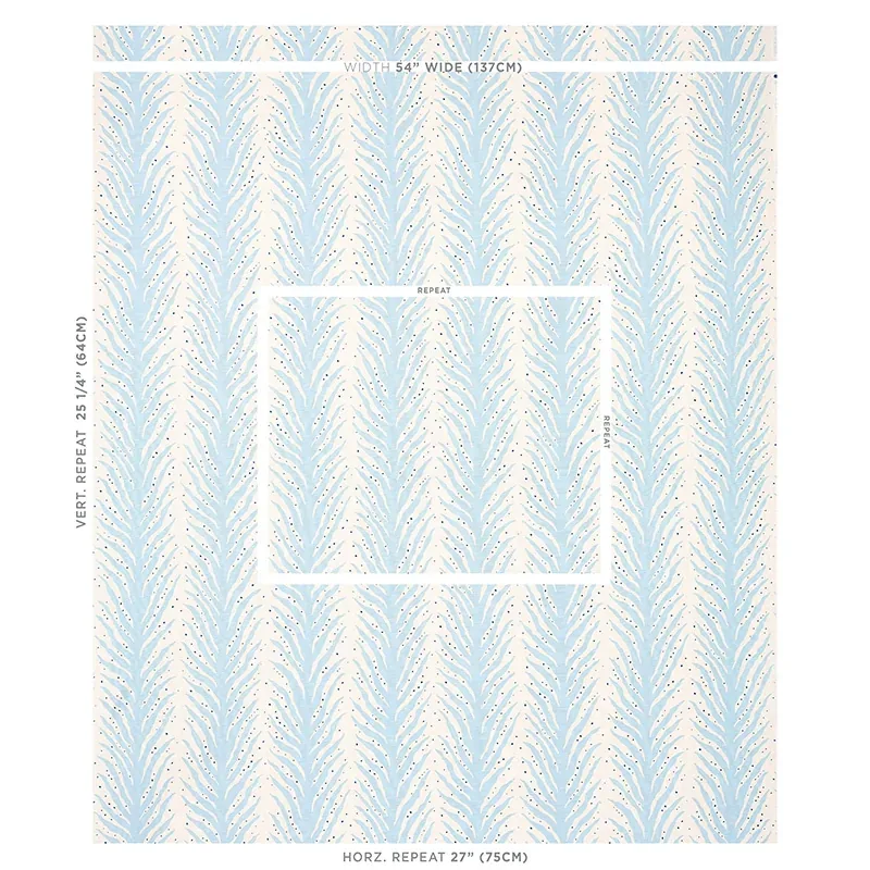 CREEPING FERN PRINT fabric SLUMBER BLUE color by Schumacher