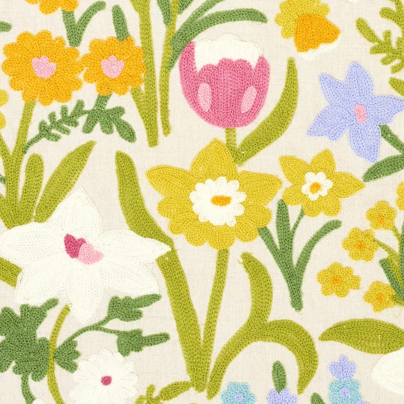CREWEL GARDEN Fabric – MULTI | Schumacher | Wallpaper Twins CREWEL GARDEN fabric MULTI color by Schumacher