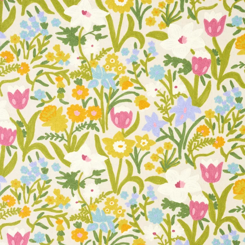 CREWEL GARDEN fabric MULTI color by Schumacher