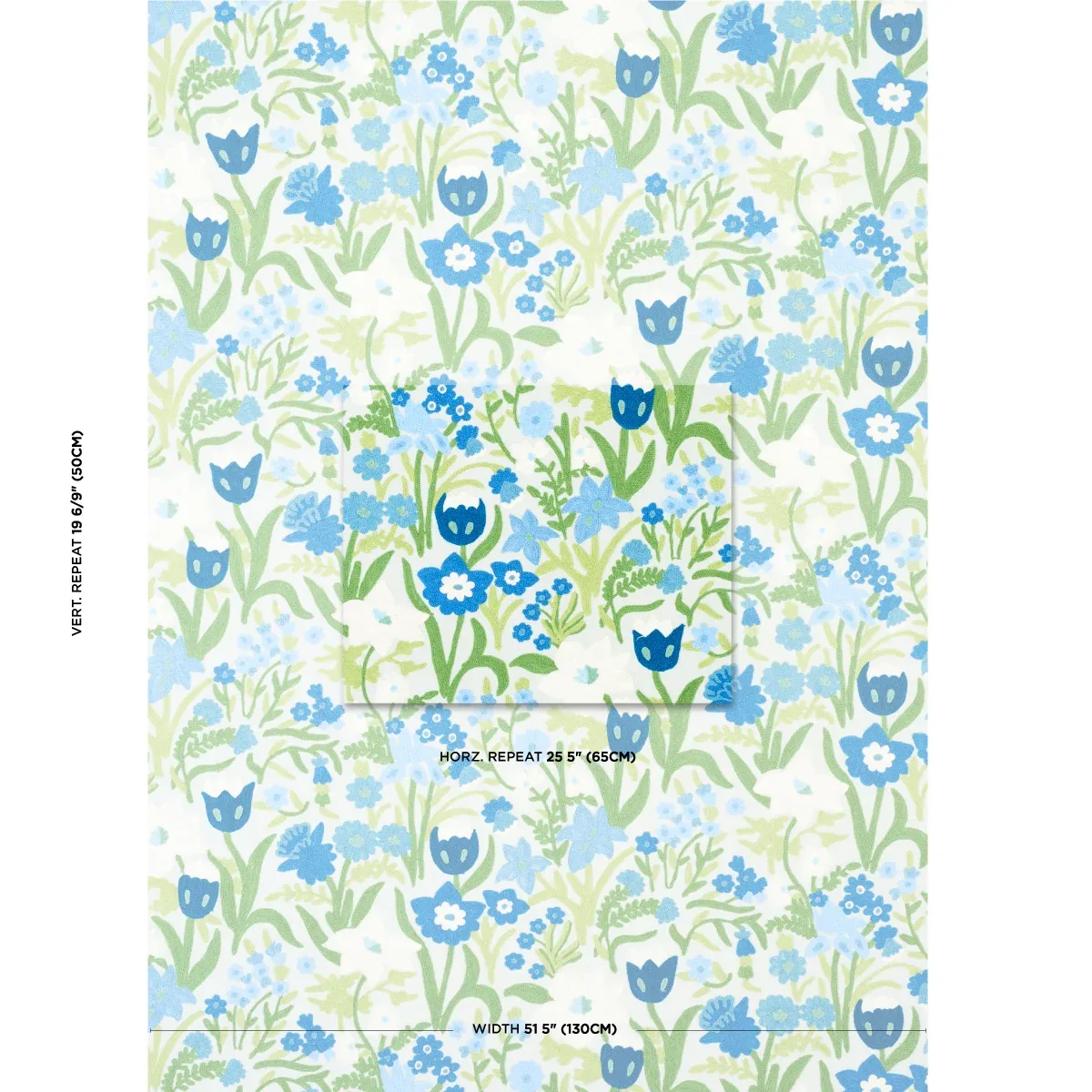 CREWEL GARDEN fabric SKY color by Schumacher