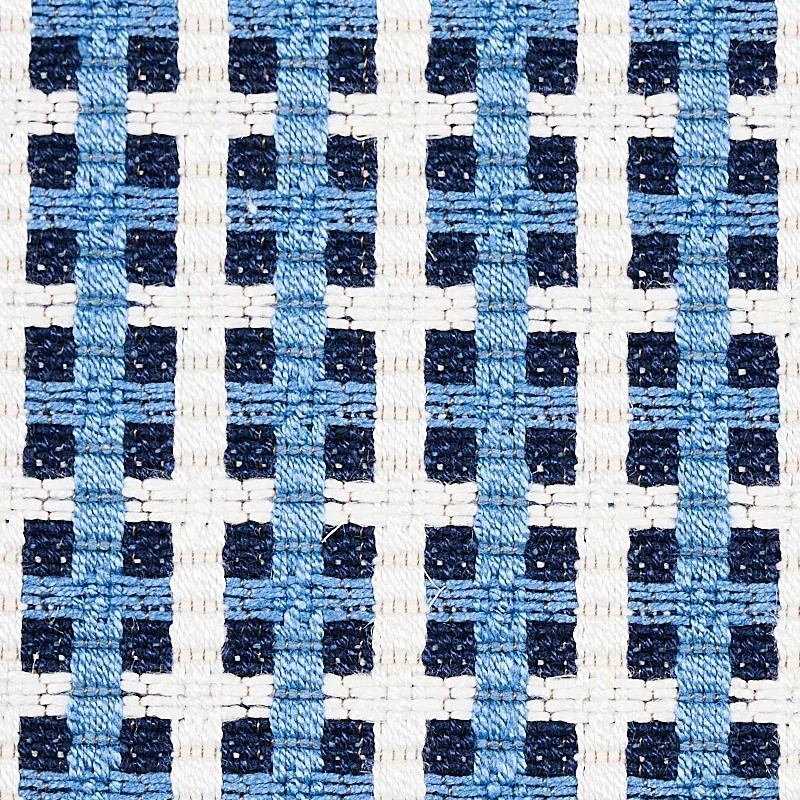 CROSSTOWN Fabric – TILE BLUE | Schumacher | Wallpaper Twins CROSSTOWN fabric TILE BLUE color by Schumacher