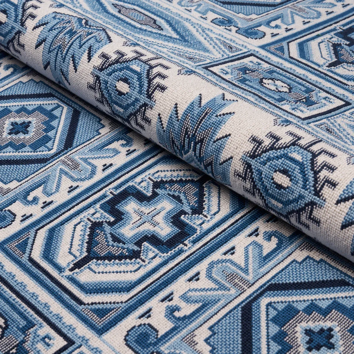 CROWLEY ÉPINGLÉ Fabric – BLUE | Schumacher | Wallpaper Twins CROWLEY ÉPINGLÉ fabric BLUE color by Schumacher