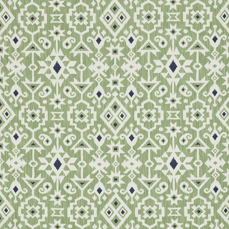 CRUSOE IKAT fabric GREEN color by Schumacher
