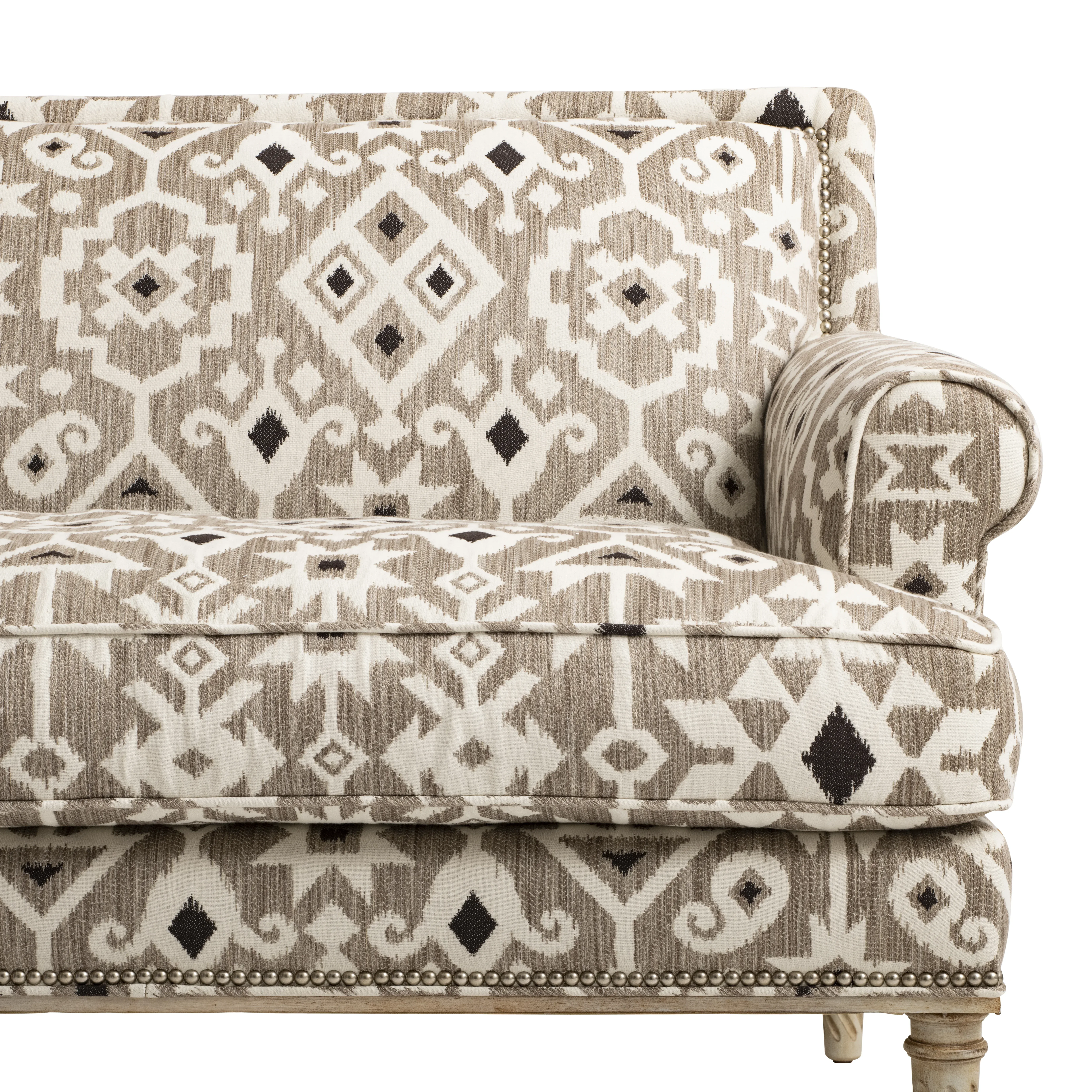 CRUSOE IKAT Fabric – GREIGE | Schumacher | Wallpaper Twins CRUSOE IKAT fabric GREIGE color by Schumacher