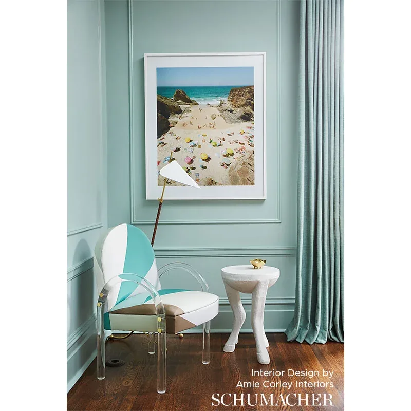 CUBIST SILK PANEL fabric CELADON color by Schumacher