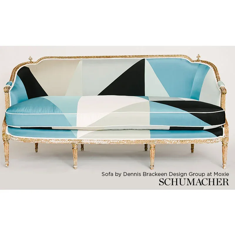 CUBIST SILK PANEL fabric PEACOCK color by Schumacher