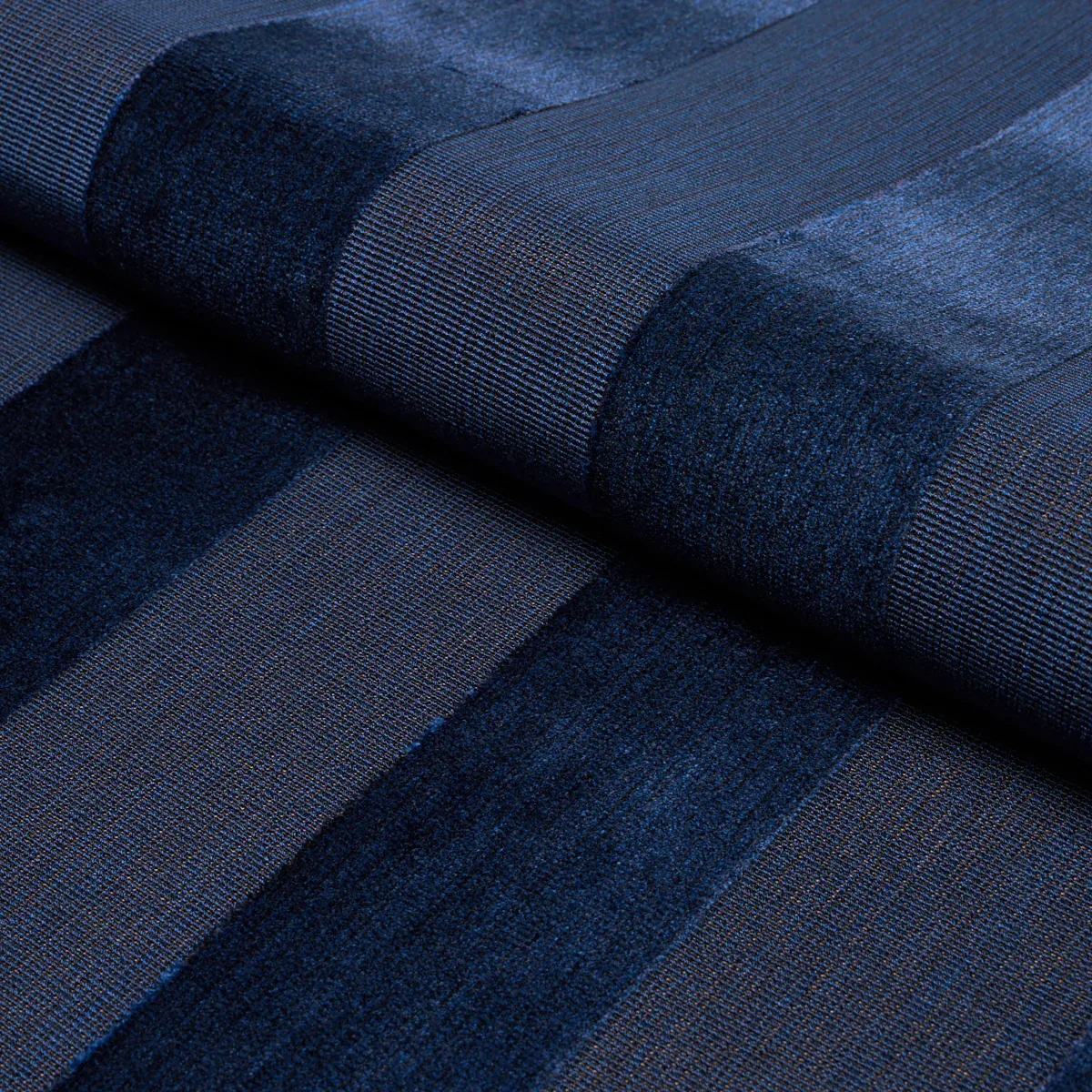 CUNARD STRIÉ VELVET fabric SAPPHIRE color by Schumacher