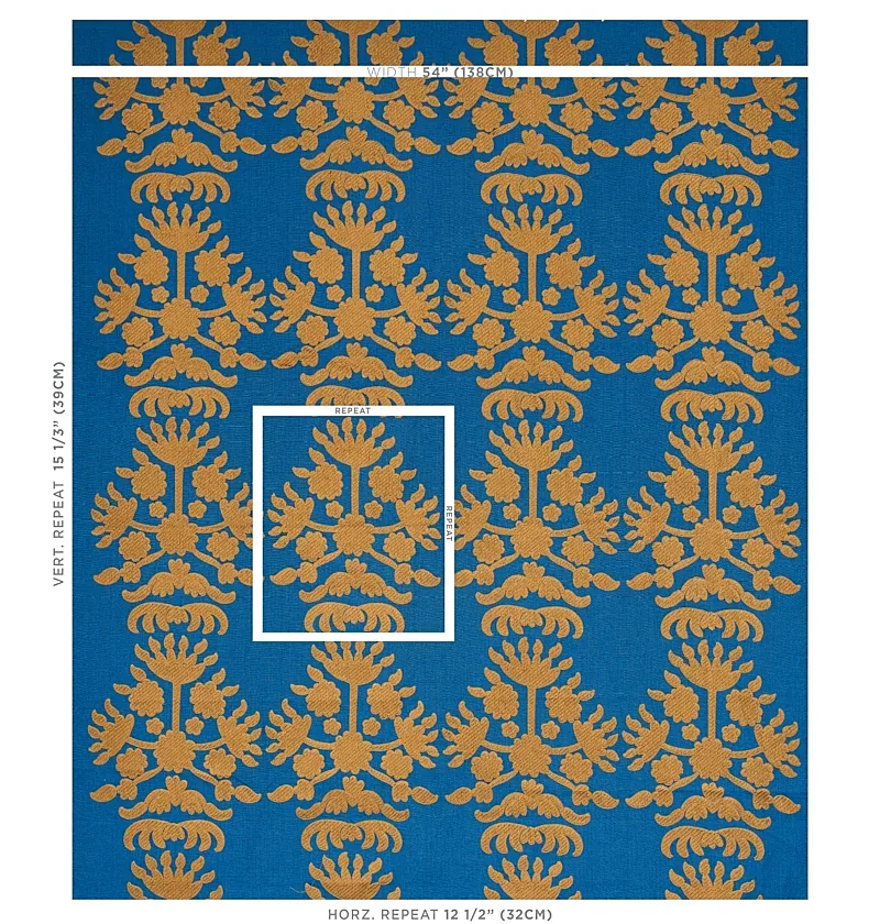 Cybele Embroidery fabric BLUE color by Schumacher