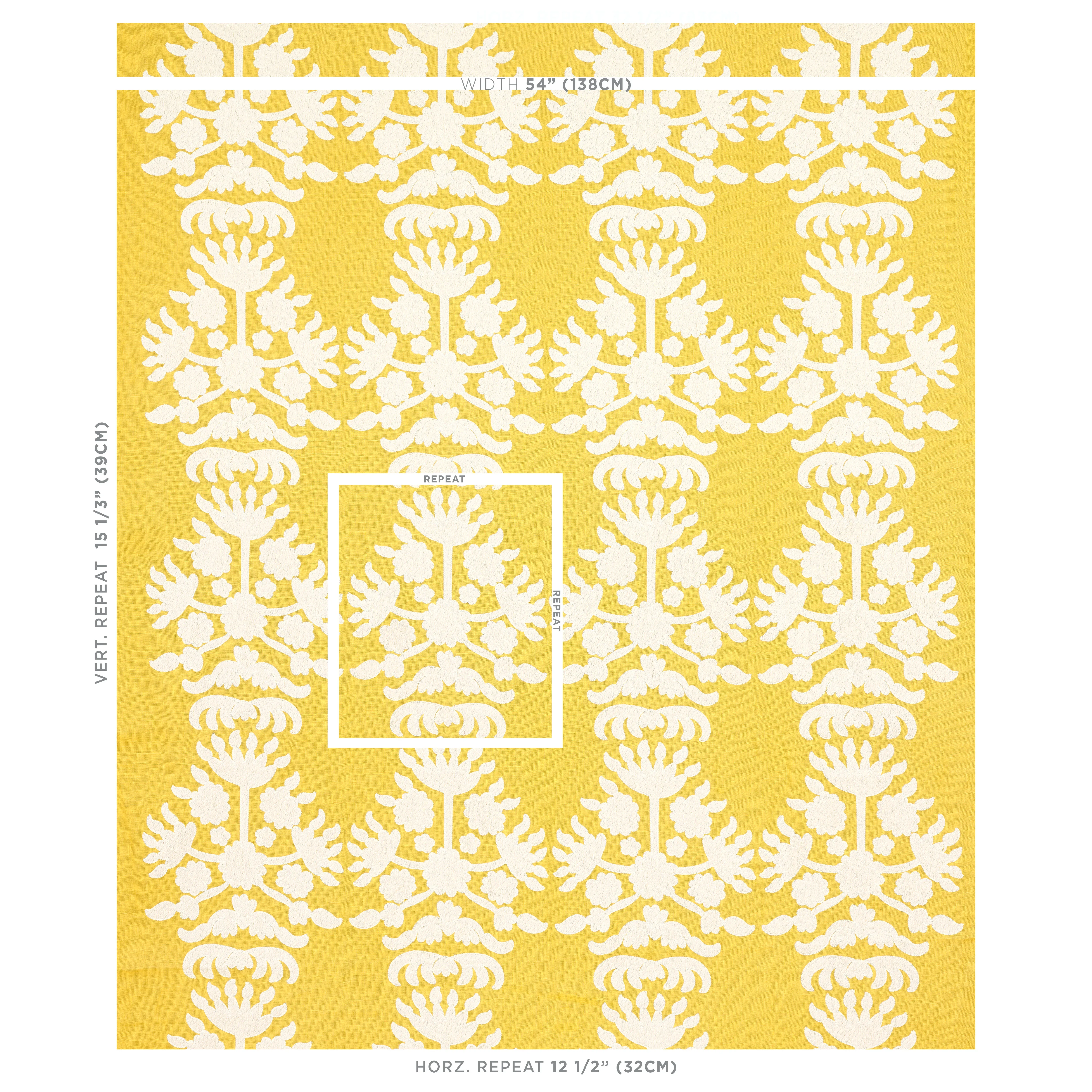 Cybele Embroidery fabric YELLOW color by Schumacher