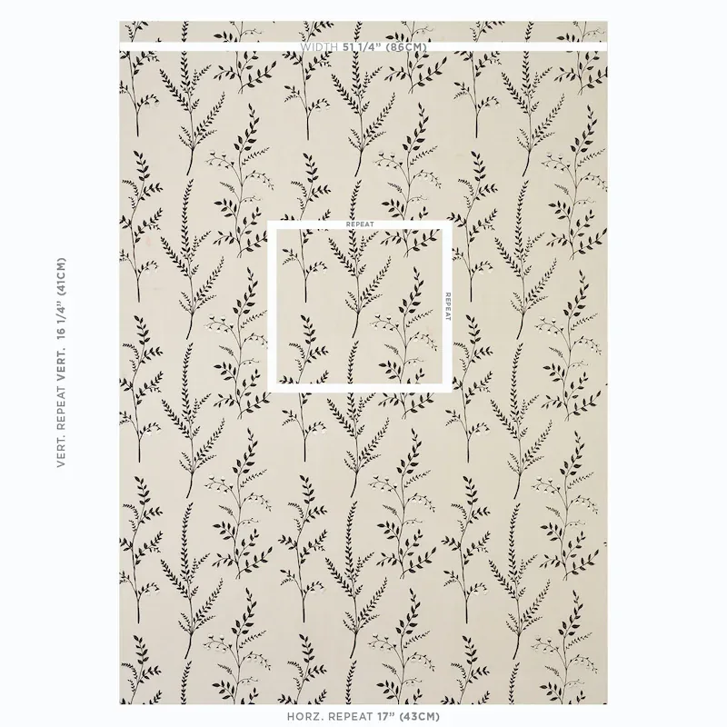 Cynthia Embroidered Print Fabric – BLACK | Schumacher | Wall Cynthia Embroidered Print fabric BLACK color by Schumacher