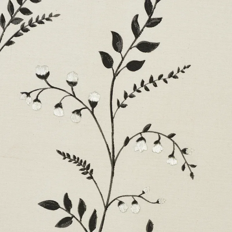 Cynthia Embroidered Print Fabric – BLACK | Schumacher | Wall Cynthia Embroidered Print fabric BLACK color by Schumacher