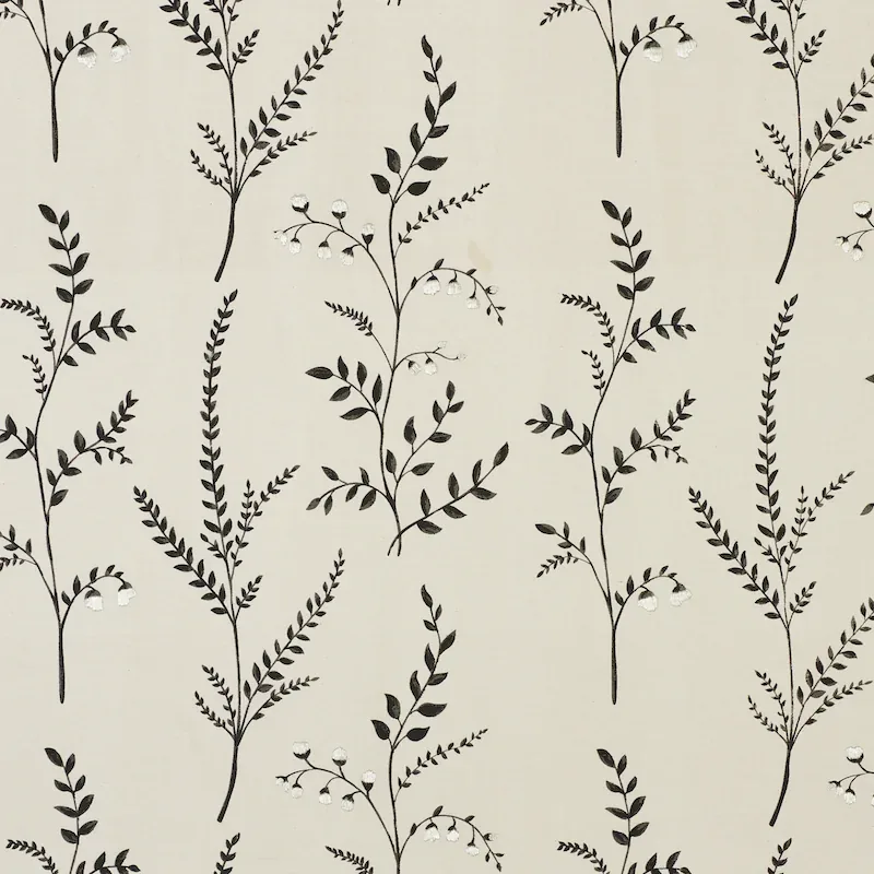 Cynthia Embroidered Print fabric BLACK color by Schumacher