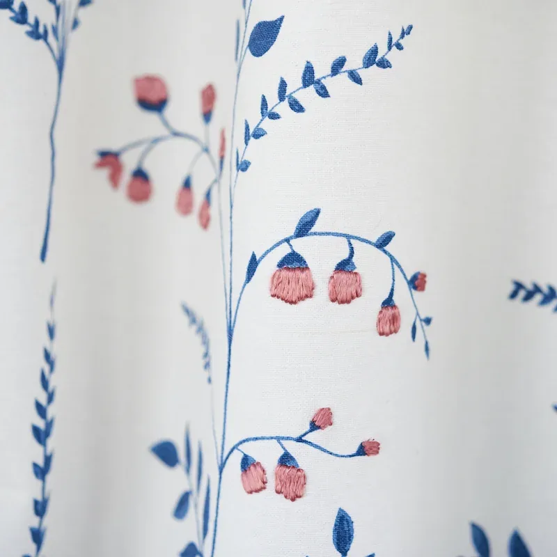 Cynthia Embroidered Print Fabric – BLUE | Schumacher | Wallp Cynthia Embroidered Print fabric BLUE color by Schumacher