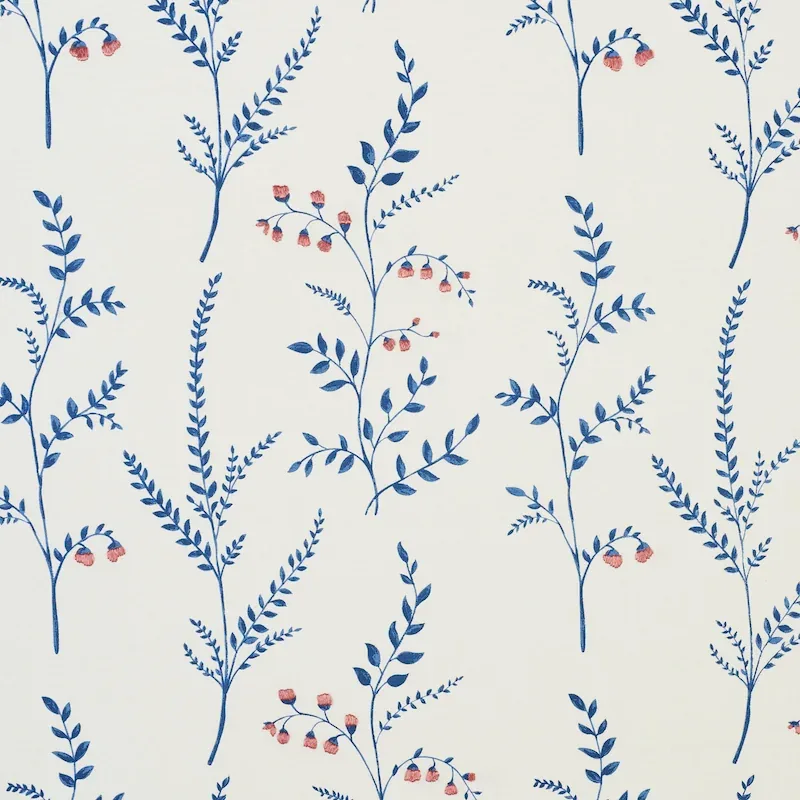 Cynthia Embroidered Print fabric BLUE color by Schumacher