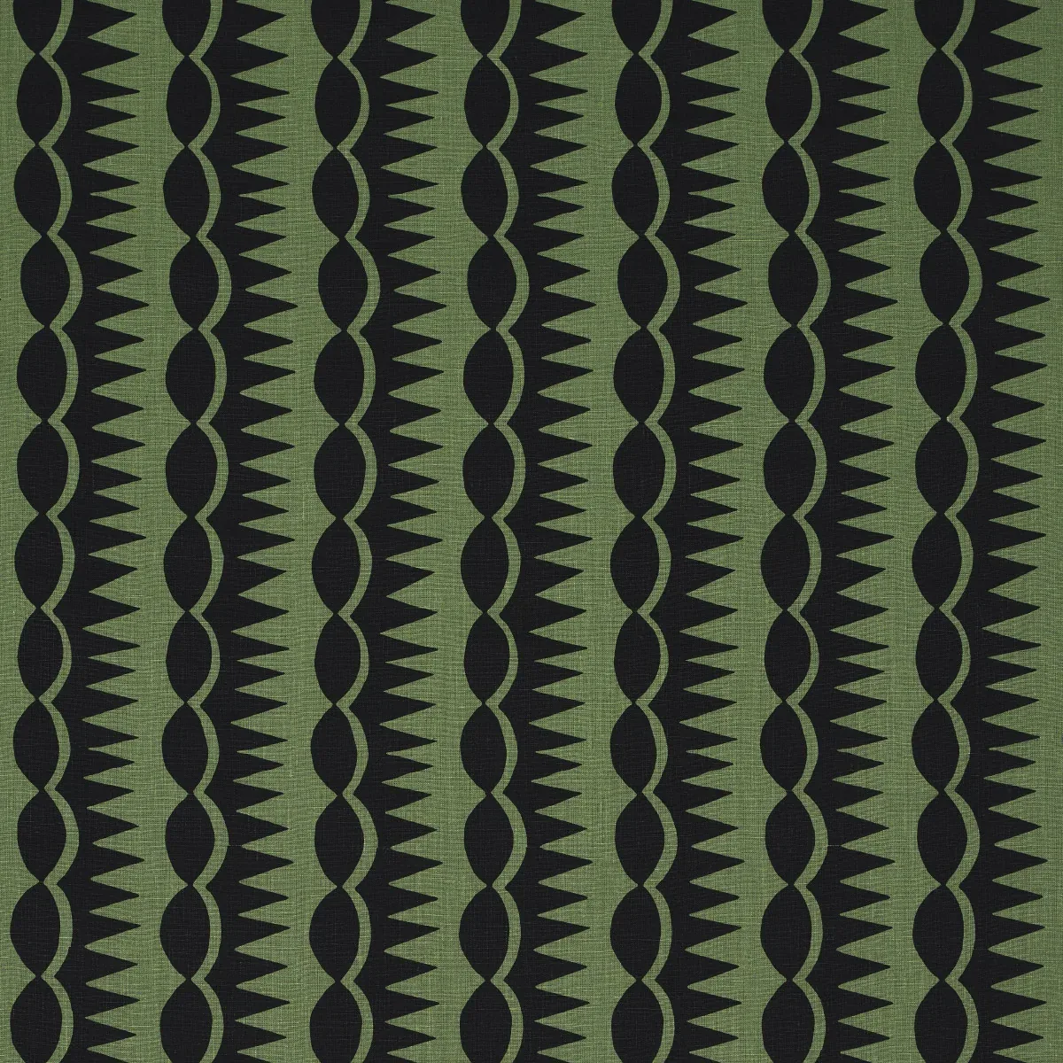 DAGGER STRIPE fabric BLACK ON GREEN color by Schumacher
