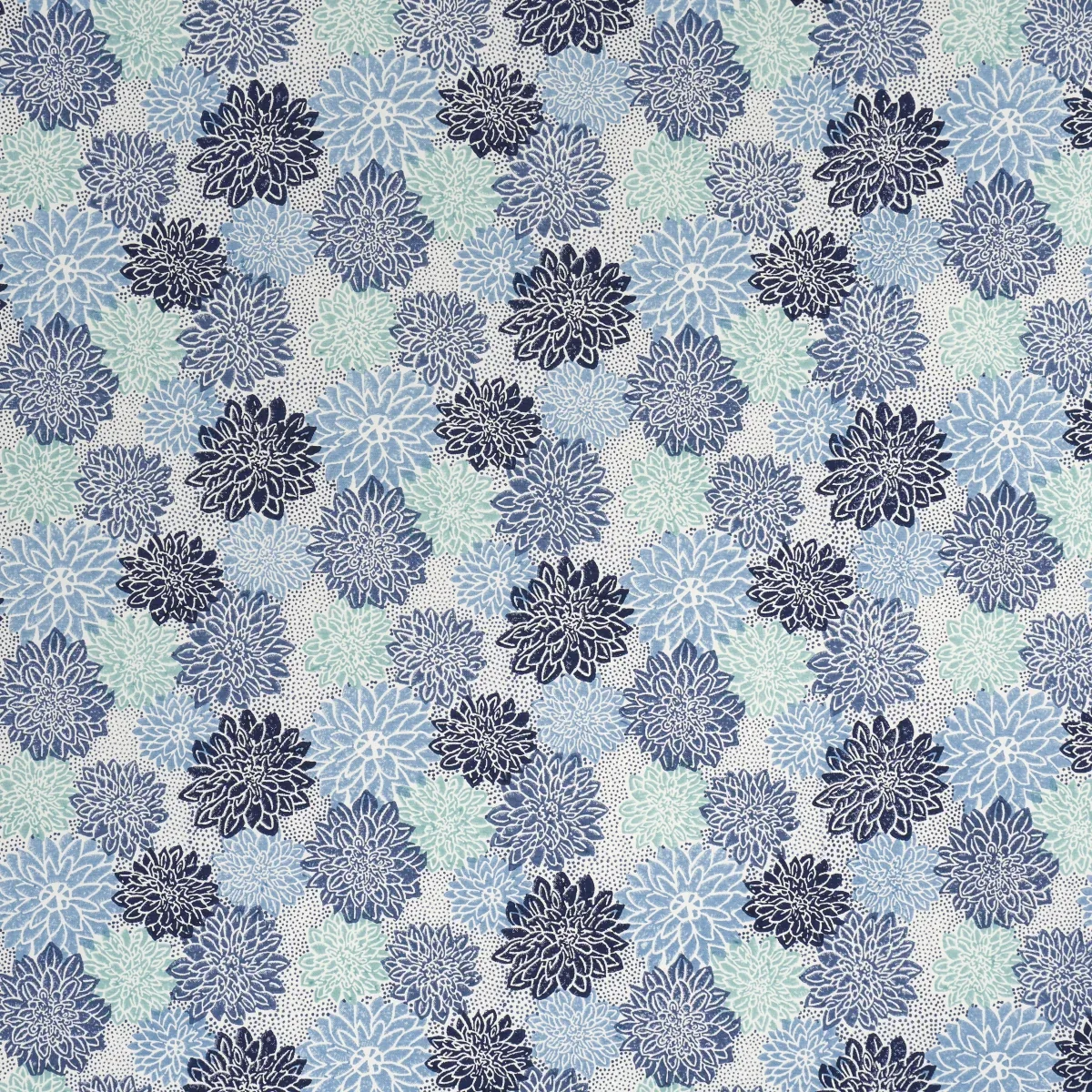 Dahlia Hand Block Print fabric BLUES color by Schumacher