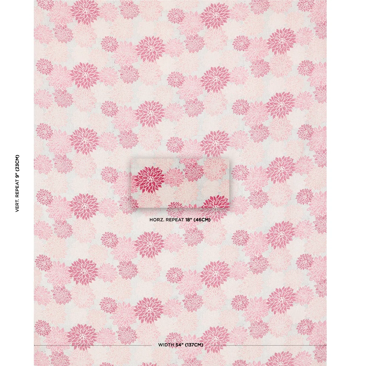 Dahlia Hand Block Print Fabric – HOT PINK | Schumacher | Wal Dahlia Hand Block Print fabric HOT PINK color by Schumacher