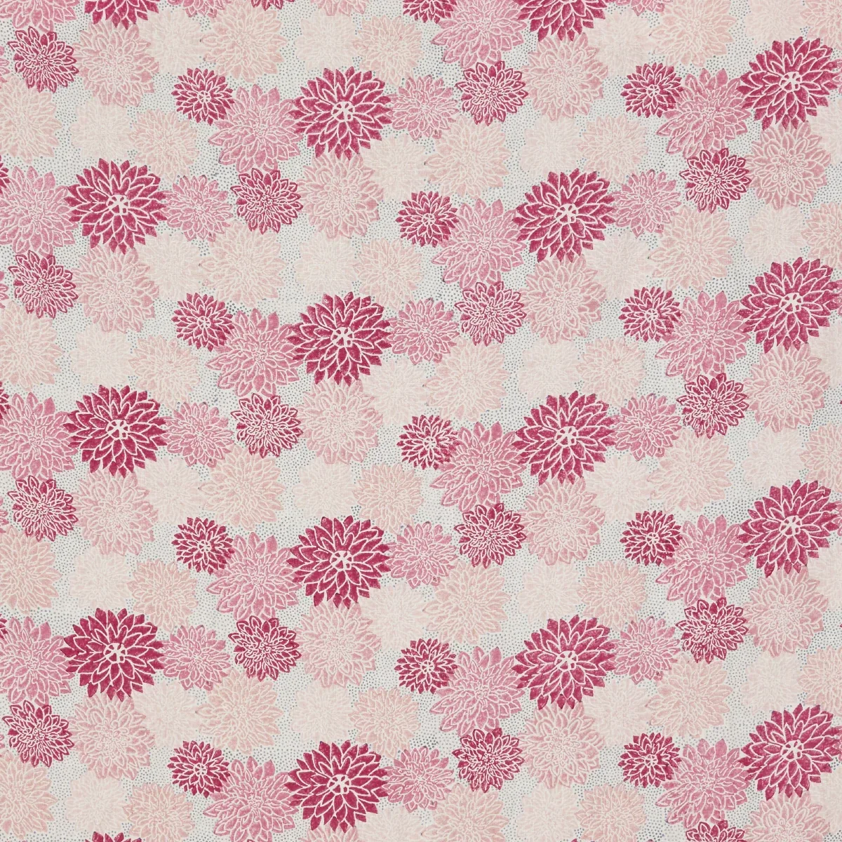 Dahlia Hand Block Print fabric HOT PINK color by Schumacher