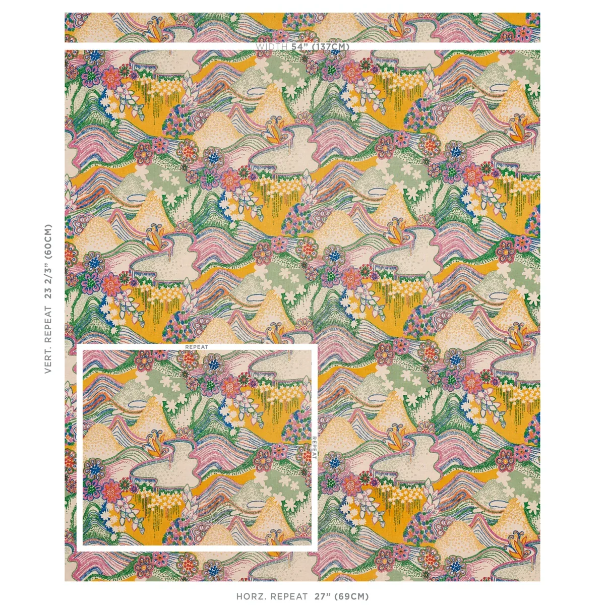 DAISY CHAIN Fabric – LIGHT MULTI | Schumacher | Wallpaper Tw DAISY CHAIN fabric LIGHT MULTI color by Schumacher