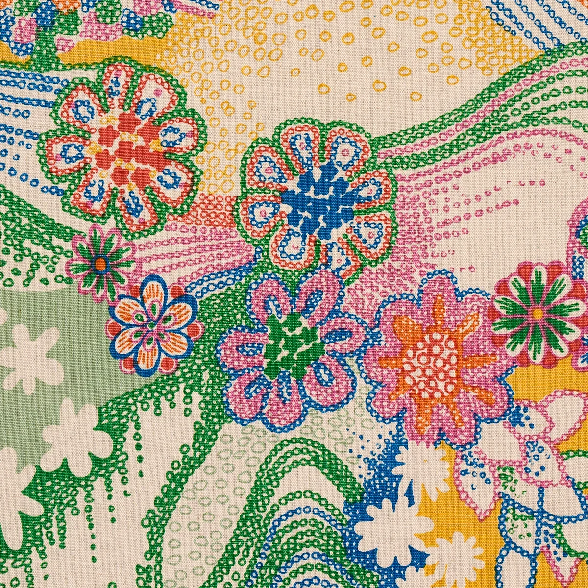 DAISY CHAIN Fabric – LIGHT MULTI | Schumacher | Wallpaper Tw DAISY CHAIN fabric LIGHT MULTI color by Schumacher