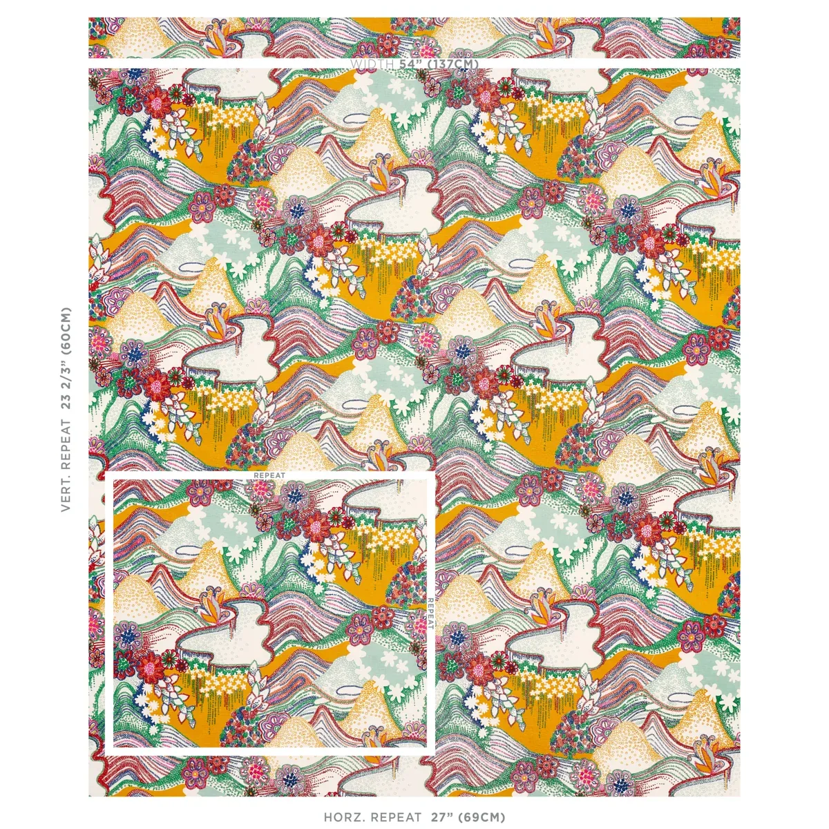 DAISY CHAIN fabric PRIMARY MULTI color by Schumacher